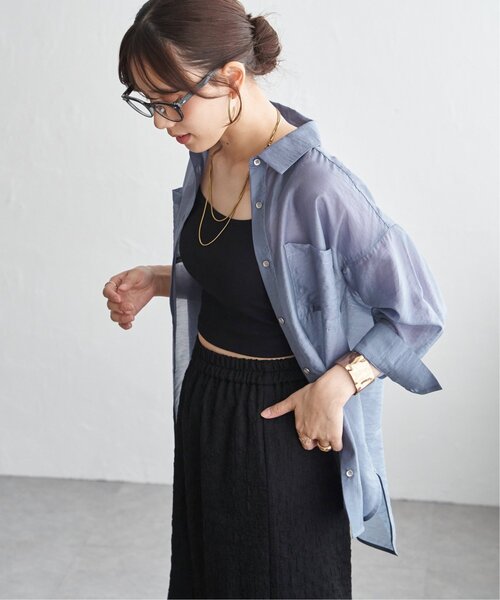 ikka（イッカ）の「【お得だ値】シアーシャツアンサンブル【2点セット】（シャツ/ブラウス・レディース・チャコール/ブルー/ブラウン/ベージュ・M/L/S）」の22枚目の写真