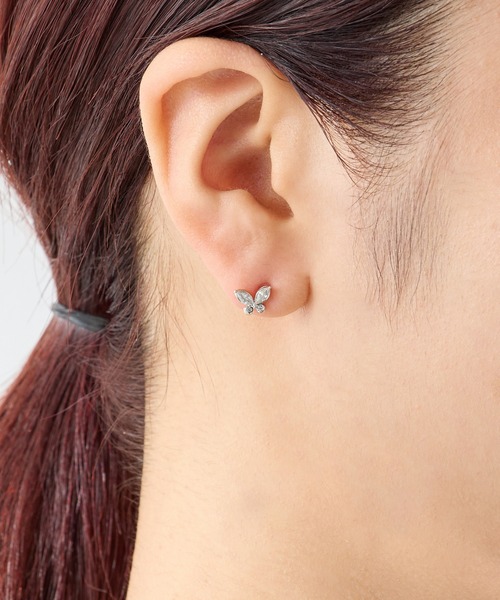 CALIN　STANDARD（カリンスタンダード）の「◆金属アレルギー対応◆◆made in japan◆【高品質ポスト】　シャインバタフライ　ジルコニアセラミックポストピアス（ピアス（両耳用）・レディース・シルバー/ゴールド/ピンクゴールド・FREE）」の2枚目の写真