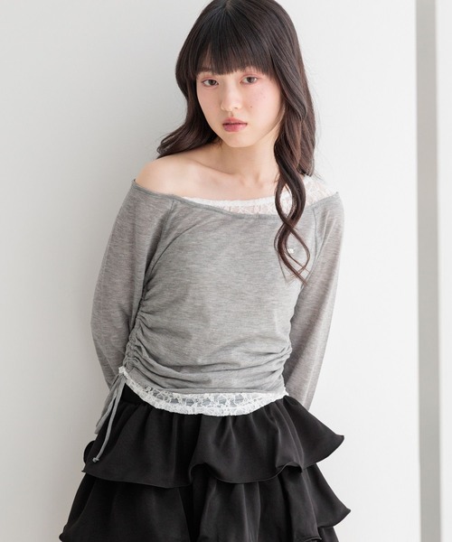 Heather（ヘザー）の「レイヤードシアーカットソー　1052088（Tシャツ/カットソー・レディース・グレー/ドット/ピンク・FREE）」の5枚目の写真