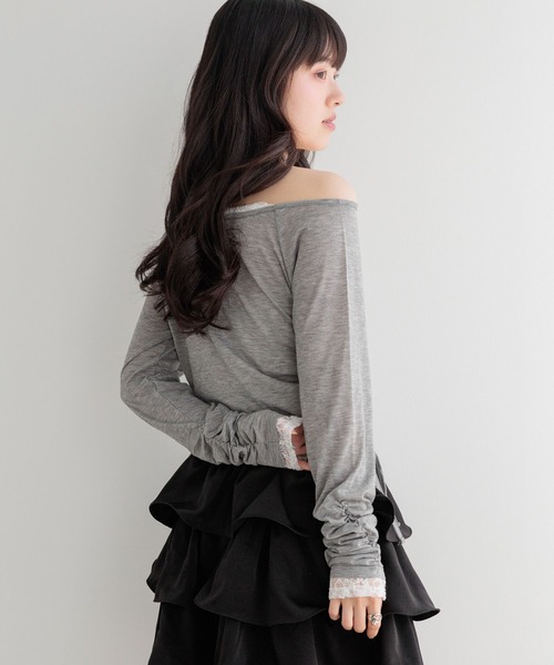 Heather（ヘザー）の「レイヤードシアーカットソー　1052088（Tシャツ/カットソー・レディース・グレー/ドット/ピンク・FREE）」の6枚目の写真