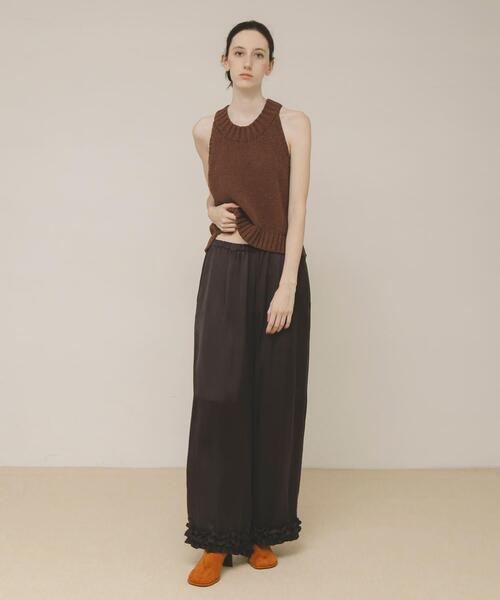 LAATO(ラート)の「mix knit vest(ベスト・レディース・ブラウン/オフホワイト・FREE)」の2枚目の写真