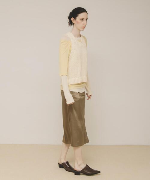 LAATO(ラート)の「mix knit vest(ベスト・レディース・ブラウン/オフホワイト・FREE)」の1枚目の写真