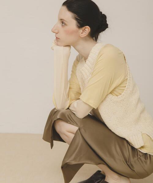 LAATO(ラート)の「mix knit vest(ベスト・レディース・ブラウン/オフホワイト・FREE)」の3枚目の写真