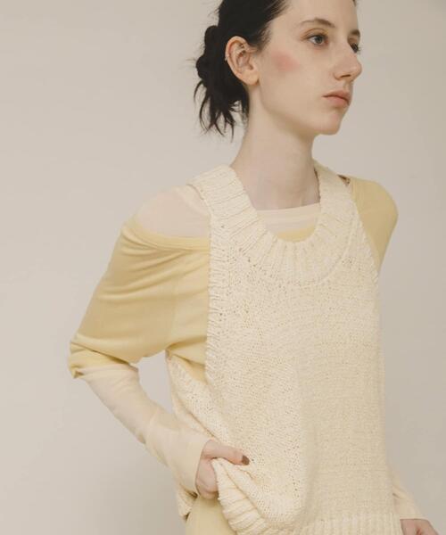 LAATO(ラート)の「mix knit vest(ベスト・レディース・ブラウン/オフホワイト・FREE)」の4枚目の写真