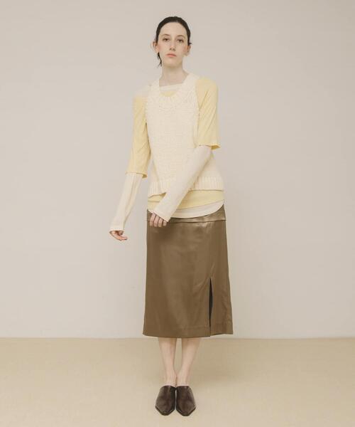 LAATO(ラート)の「mix knit vest(ベスト・レディース・ブラウン/オフホワイト・FREE)」の5枚目の写真