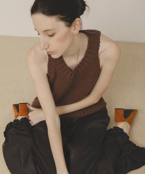 LAATO(ラート)の「mix knit vest(ベスト・レディース・ブラウン/オフホワイト・FREE)」の13枚目の写真