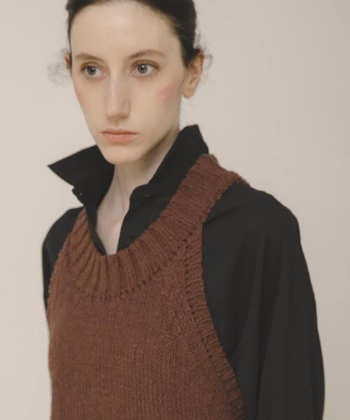 LAATO(ラート)の「mix knit vest(ベスト・レディース・ブラウン/オフホワイト・FREE)」の14枚目の写真