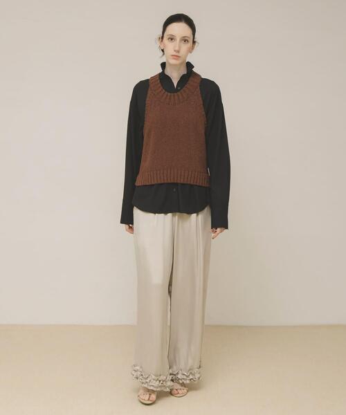 LAATO(ラート)の「mix knit vest(ベスト・レディース・ブラウン/オフホワイト・FREE)」の15枚目の写真