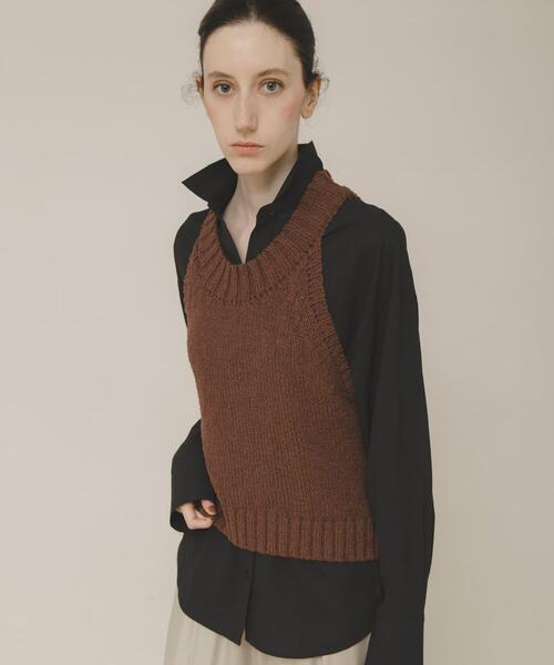 LAATO(ラート)の「mix knit vest(ベスト・レディース・ブラウン/オフホワイト・FREE)」の17枚目の写真