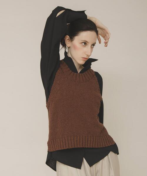 LAATO(ラート)の「mix knit vest(ベスト・レディース・ブラウン/オフホワイト・FREE)」の18枚目の写真