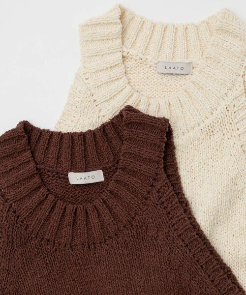 LAATO(ラート)の「mix knit vest(ベスト・レディース・ブラウン/オフホワイト・FREE)」の20枚目の写真