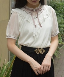 axes femme | ローズ×レースレイヤードプルオーバー(Tシャツ/カットソー)