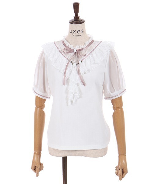 axes femme（アクシーズファム）の「ローズ×レースレイヤードプルオーバー（Tシャツ/カットソー・レディース・キナリ/グリーン/ネイビー・FREE）」の18枚目の写真