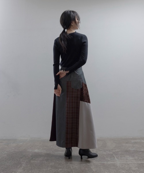 Eimee Law(エイミーロウ)の「5TEXサス付きフレアースカート(スカート・レディース・ボルドー・MEDIUM)」の2枚目の写真