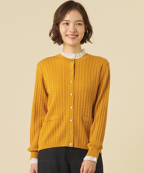J.PRESS Ladies(J.プレス レディス)の「【人気定番アイテム】KNIT BASIC クルーネック カーディガン(カーディガン/ボレロ・レディース・イエロー系/ネイビー系/ベージュ系/ライトグレー系1・SMALL)」の4枚目の写真