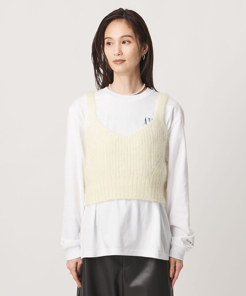 UNITED ARROWS(ユナイテッドアローズ)の「モヘヤ アゼ キャミソール ニット(ニット/セーター・レディース・オフホワイト/ブラック・FREE)」の3枚目の写真