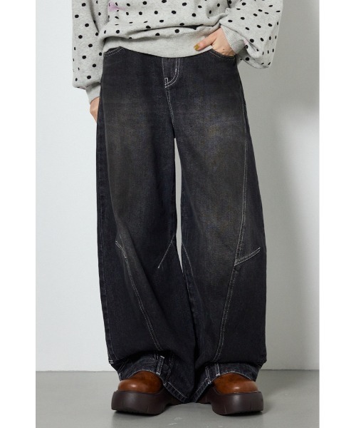 RODEO CROWNS WIDE BOWL(ロデオクラウンズワイドボウル)の「upside down DENIM(デニムパンツ・レディース・ブルー/ブラウン/ブラック・MEDIUM/SMALL)」の2枚目の写真