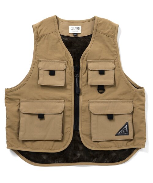 F.O.KIDS(エフオーキッズ)の「ワークベスト(ベスト・キッズ・ベージュ/ブラック・80/150/140/130/120/90/100/110)」の1枚目の写真