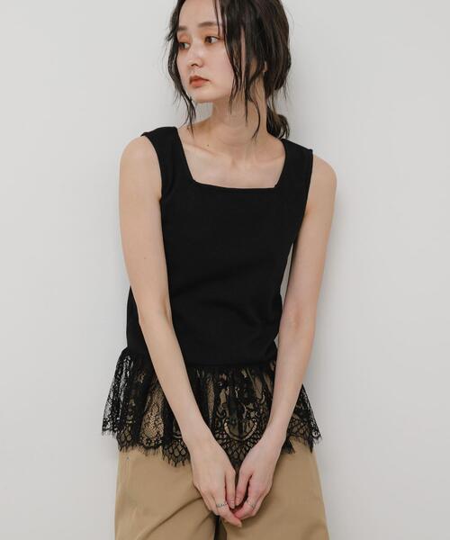 SENSE OF PLACE by URBAN RESEARCH（センスオブプレイスバイアーバンリサーチ）の「2WAYティアードフリルレーストップ（タンクトップ・レディース・オフホワイト/ブラック・ONE）」の12枚目の写真