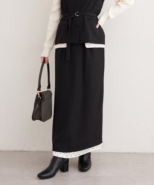 natural couture(ナチュラルクチュール)の「ドットレイヤードビスチェ+スカートセット(シャツ/ブラウス・レディース・ベージュ/ブラウン/ブラック・MEDIUM/LARGE)」の6枚目の写真