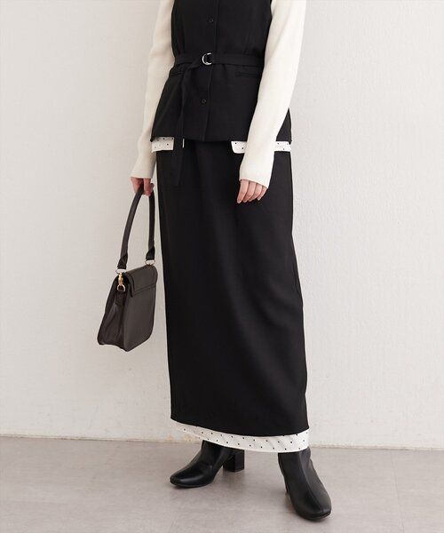 natural couture(ナチュラルクチュール)の「ドットレイヤードビスチェ+スカートセット(シャツ/ブラウス・レディース・ベージュ/ブラウン/ブラック・MEDIUM/LARGE)」の7枚目の写真