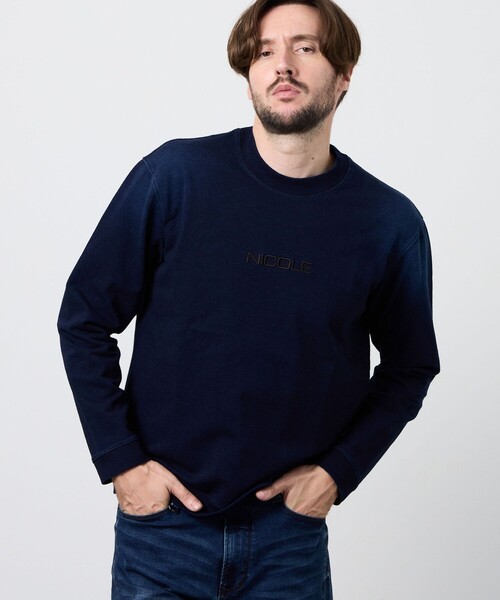 HIDEAWAYS NICOLE(ハイダウェイニコル)の「【WEB限定】デニムジャージトレーナー(Tシャツ/カットソー・メンズ・サックスブルー/ネイビー/ブラック・M/XXL/XL/L)」の2枚目の写真