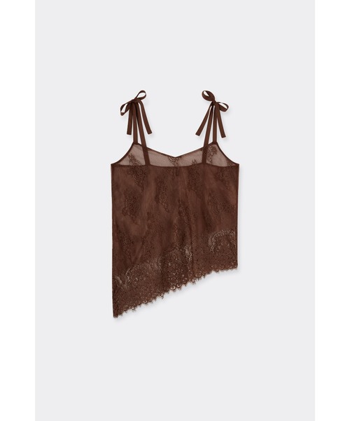 Intimissimi（インティミッシミ）の「"Lace Perfection" レース アシンメトリー トップス（キャミソール・レディース・ダークブラウン・S/L/M）」の5枚目の写真
