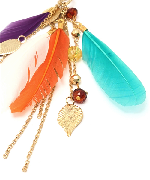 チャイハネ（チャイハネ）の「【チャイハネ】フェザー＆メタルフリンジネックレス（ネックレス・レディース・ターコイズブルー/カラフル・FREE）」の8枚目の写真