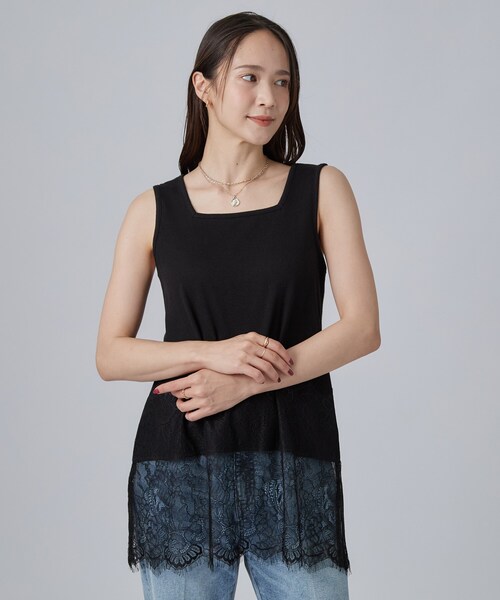 SHOO・LA・RUE(シューラルー)の「【前後2WAY/洗濯機可】レイヤードの幅広がる 旬顔裾レースタンクトップ(タンクトップ・レディース・ホワイト/ブラック・03/02)」の10枚目の写真