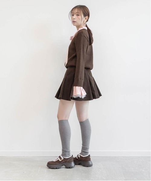 RANDA(ランダ)の「ダブルベルトフレアミニスカート(スカート・レディース・ベージュ/ブラウン/チェック・1/0)」の10枚目の写真