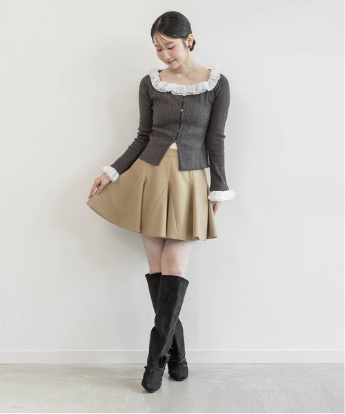 RANDA(ランダ)の「ダブルベルトフレアミニスカート(スカート・レディース・ベージュ/ブラウン/チェック・1/0)」の16枚目の写真