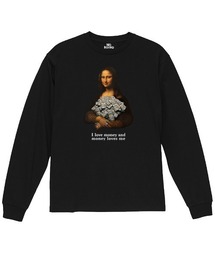 NOBOUND(ノーバウンド) 長袖Tシャツ メッセージロゴ イラスト モナリザ パロディ プリント レギュラーシルエット ロンT トップス カットソー レディース