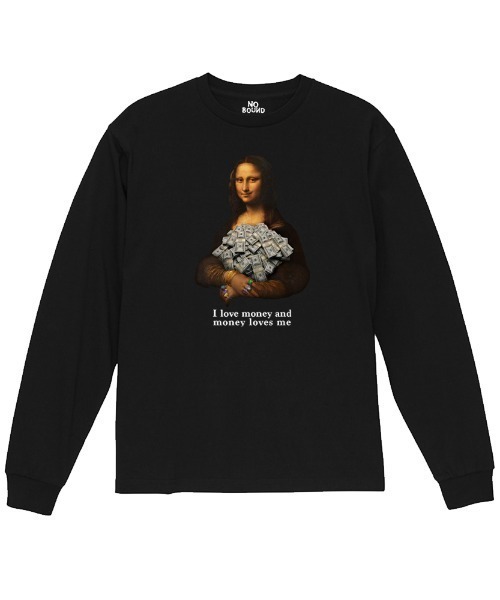 NOBOUND(ノーバウンド)の「NOBOUND(ノーバウンド) 長袖Tシャツ メッセージロゴ イラスト モナリザ パロディ プリント レギュラーシルエット ロンT トップス カットソー レディース(Tシャツ/カットソー・レディース・ブラック/ホワイト/ブルー系・S)」の1枚目の写真