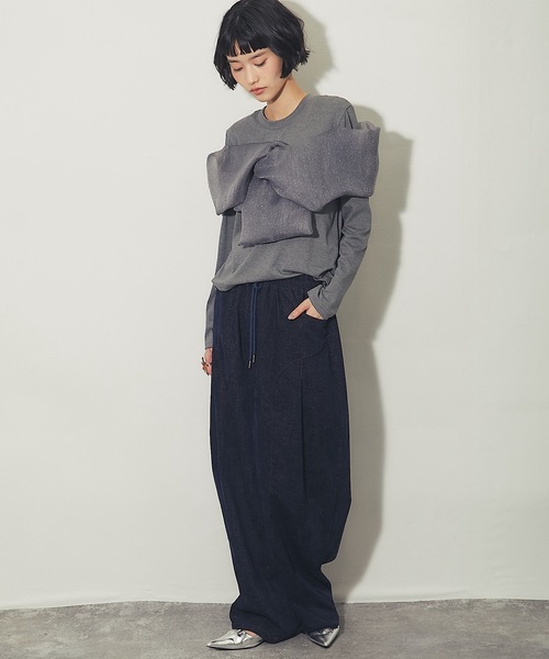 ANOTHER S(アナザーエス)の「オーガンジーフリルドッキングトップス(Tシャツ/カットソー・レディース・ブラウン/ブラック/グレー・M)」の6枚目の写真