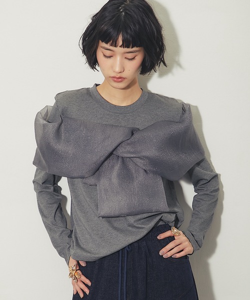 ANOTHER S(アナザーエス)の「オーガンジーフリルドッキングトップス(Tシャツ/カットソー・レディース・ブラウン/ブラック/グレー・M)」の19枚目の写真