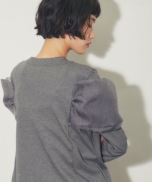 ANOTHER S(アナザーエス)の「オーガンジーフリルドッキングトップス(Tシャツ/カットソー・レディース・ブラウン/ブラック/グレー・M)」の8枚目の写真