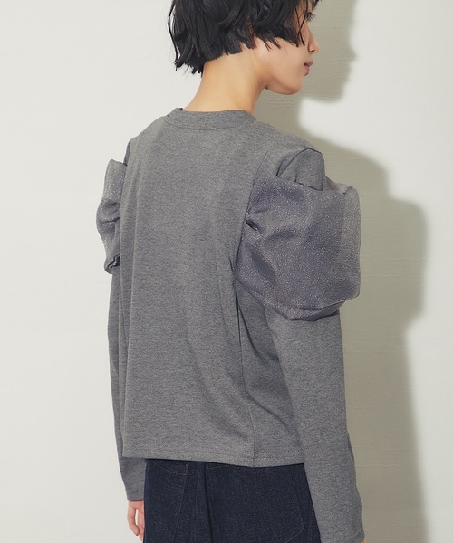 ANOTHER S(アナザーエス)の「オーガンジーフリルドッキングトップス(Tシャツ/カットソー・レディース・ブラウン/ブラック/グレー・M)」の16枚目の写真