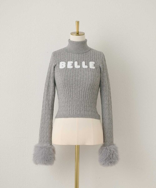 Belle Charme(ベルシャルム)の「【Belle Charme】Belle Logo Fur Sleeve Knit(ニット/セーター・レディース・アイボリー/ピンクベージュ/ブラック/チャコールグレー・FREE)」の15枚目の写真