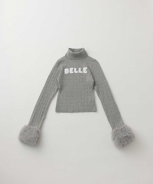Belle Charme(ベルシャルム)の「【Belle Charme】Belle Logo Fur Sleeve Knit(ニット/セーター・レディース・アイボリー/ピンクベージュ/ブラック/チャコールグレー・FREE)」の16枚目の写真