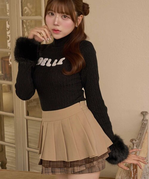 Belle Charme(ベルシャルム)の「【Belle Charme】Belle Logo Fur Sleeve Knit(ニット/セーター・レディース・アイボリー/ピンクベージュ/ブラック/チャコールグレー・FREE)」の17枚目の写真