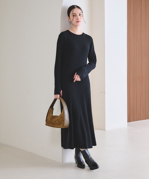 BEAUTY&YOUTH UNITED ARROWS(ビューティーアンドユースユナイテッドアローズ)の「【WEB限定 Wardrobe DAILY MINIMAL】リブニット フレアワンピース(ワンピース・レディース・その他1/レッド/ネイビー/ブラック・M/S)」の1枚目の写真