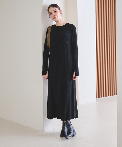 BEAUTY&YOUTH UNITED ARROWS(ビューティーアンドユースユナイテッドアローズ)の「【WEB限定 Wardrobe DAILY MINIMAL】リブニット フレアワンピース(ワンピース・レディース・その他1/レッド/ネイビー/ブラック・M/S)」の5枚目の写真