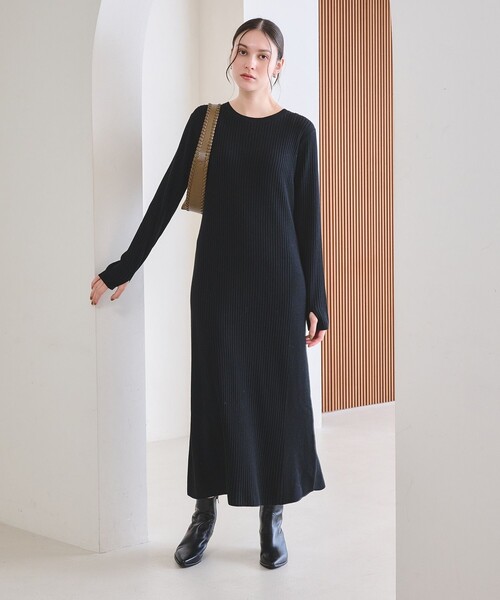 BEAUTY&YOUTH UNITED ARROWS(ビューティーアンドユースユナイテッドアローズ)の「【WEB限定 Wardrobe DAILY MINIMAL】リブニット フレアワンピース(ワンピース・レディース・その他1/レッド/ネイビー/ブラック・M/S)」の6枚目の写真