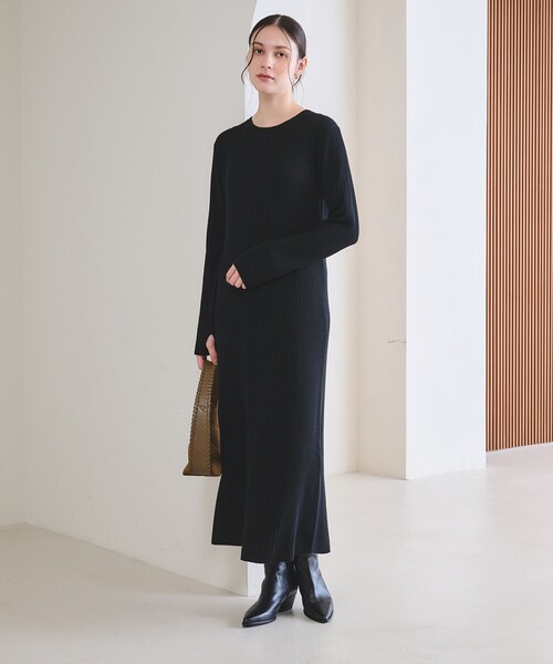 BEAUTY&YOUTH UNITED ARROWS(ビューティーアンドユースユナイテッドアローズ)の「【WEB限定 Wardrobe DAILY MINIMAL】リブニット フレアワンピース(ワンピース・レディース・その他1/レッド/ネイビー/ブラック・M/S)」の7枚目の写真