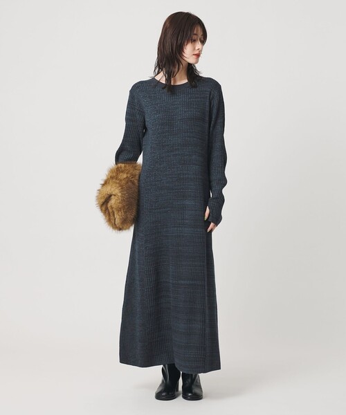 BEAUTY&YOUTH UNITED ARROWS(ビューティーアンドユースユナイテッドアローズ)の「【WEB限定 Wardrobe DAILY MINIMAL】リブニット フレアワンピース(ワンピース・レディース・その他1/レッド/ネイビー/ブラック・M/S)」の11枚目の写真