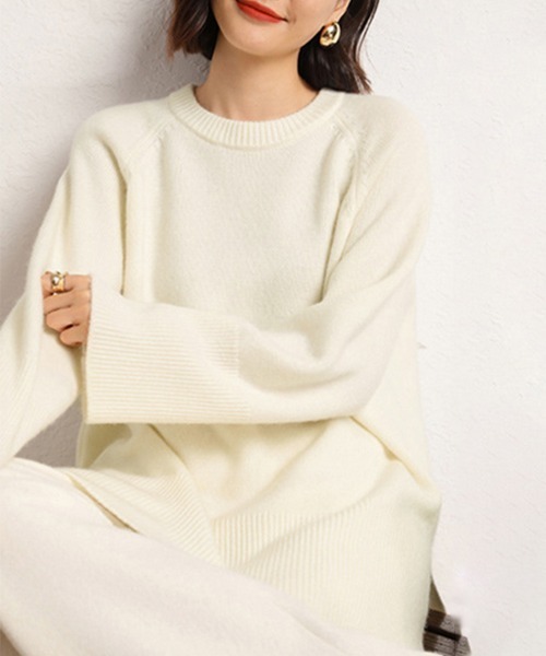 ReRe(リリ)の「サイドスリットオーバーサイズニットトップス(ニット/セーター・レディース・グレイッシュベージュ/ベージュ/オフホワイト/ブラック・FREE)」の9枚目の写真