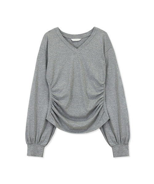 Yuje(ユジェ)の「PUFF SLEEVE TOP (3color,3size)(Tシャツ/カットソー・レディース・ブラック/ライトグレー/ピンクベージュ・SMALL/MEDIUM/X-SMALL)」の3枚目の写真