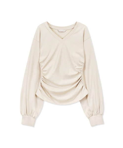 Yuje(ユジェ)の「PUFF SLEEVE TOP (3color,3size)(Tシャツ/カットソー・レディース・ブラック/ライトグレー/ピンクベージュ・SMALL/MEDIUM/X-SMALL)」の8枚目の写真