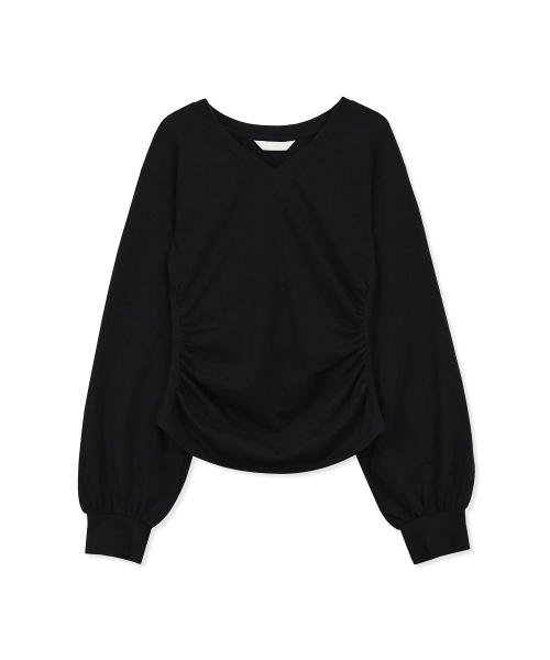 Yuje(ユジェ)の「PUFF SLEEVE TOP (3color,3size)(Tシャツ/カットソー・レディース・ブラック/ライトグレー/ピンクベージュ・SMALL/MEDIUM/X-SMALL)」の9枚目の写真