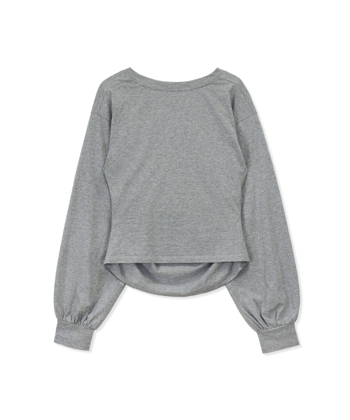 Yuje(ユジェ)の「PUFF SLEEVE TOP (3color,3size)(Tシャツ/カットソー・レディース・ブラック/ライトグレー/ピンクベージュ・SMALL/MEDIUM/X-SMALL)」の10枚目の写真